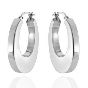 STERLING SILVER Bold Oval Hoop EARRINGS e10110